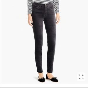 J. Crew charcoal velvet skinny midrise pants